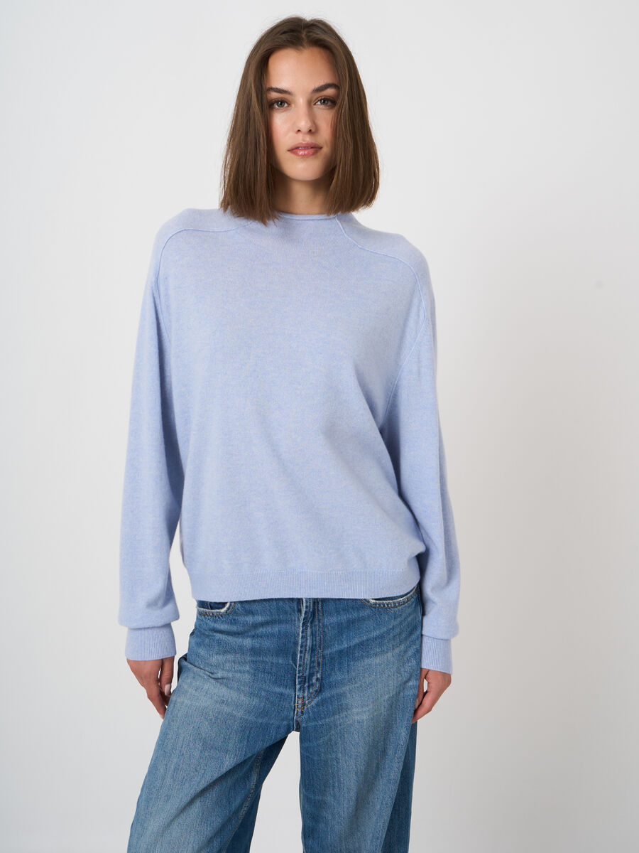 Organic Cashmere Stand-Collar Sweater with Seam Details image number 1
