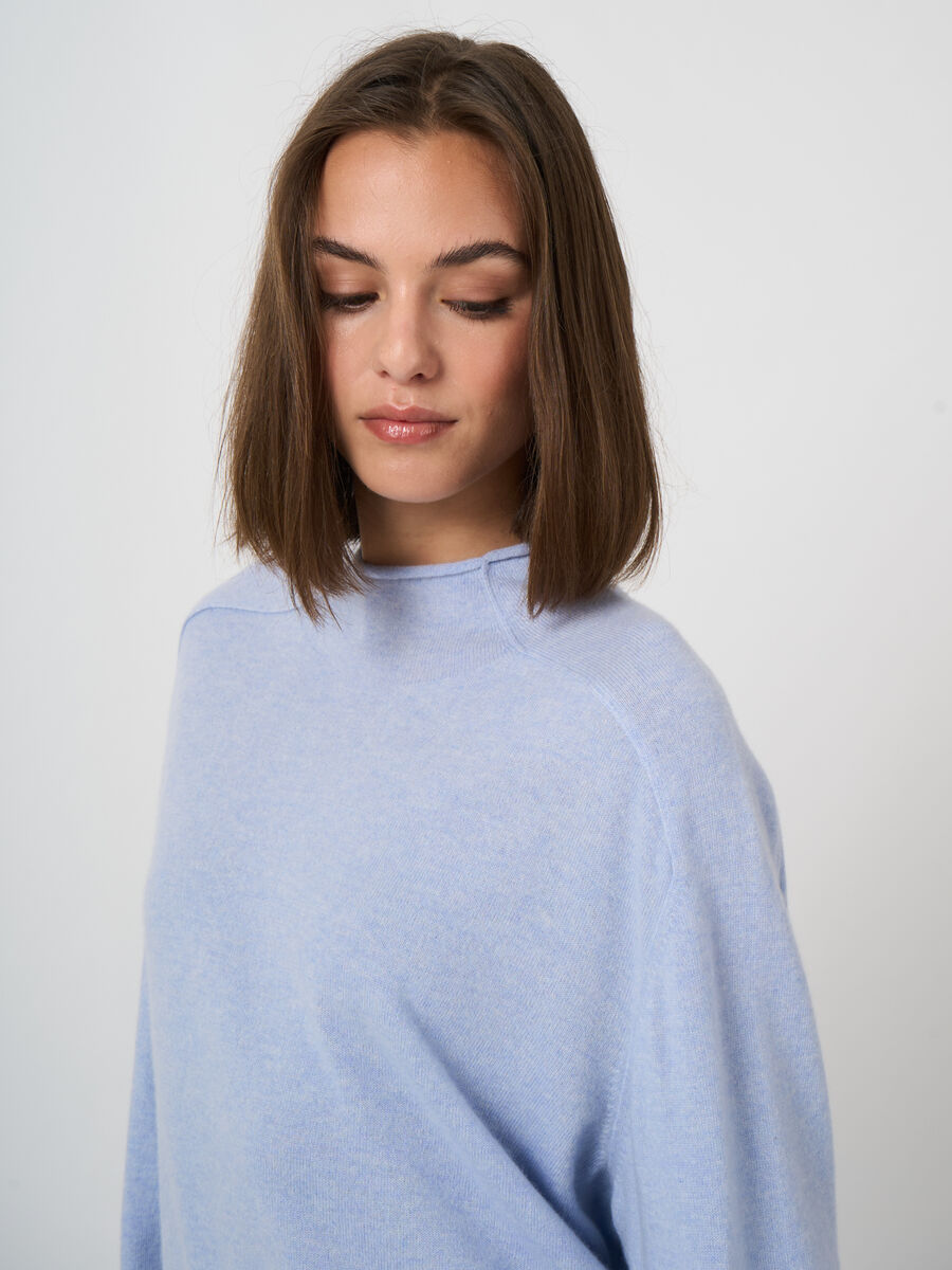Organic Cashmere Stand-Collar Sweater with Seam Details image number 2