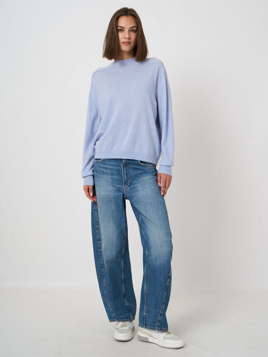 Organic Cashmere Stand-Collar Sweater with Seam Details image number 4
