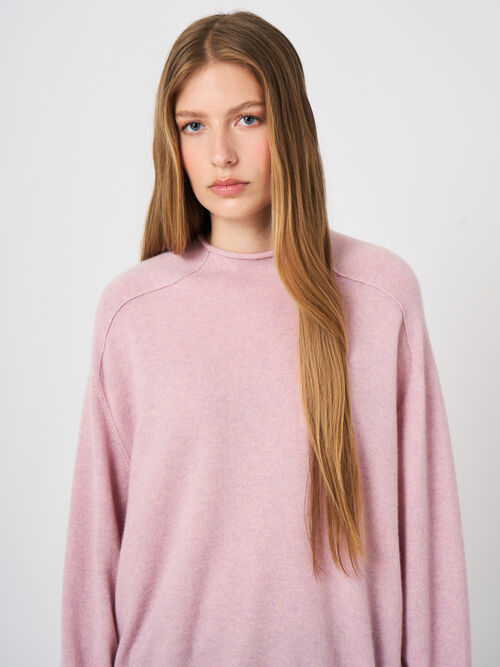 Organic Cashmere Stand-Collar Sweater with Seam Details