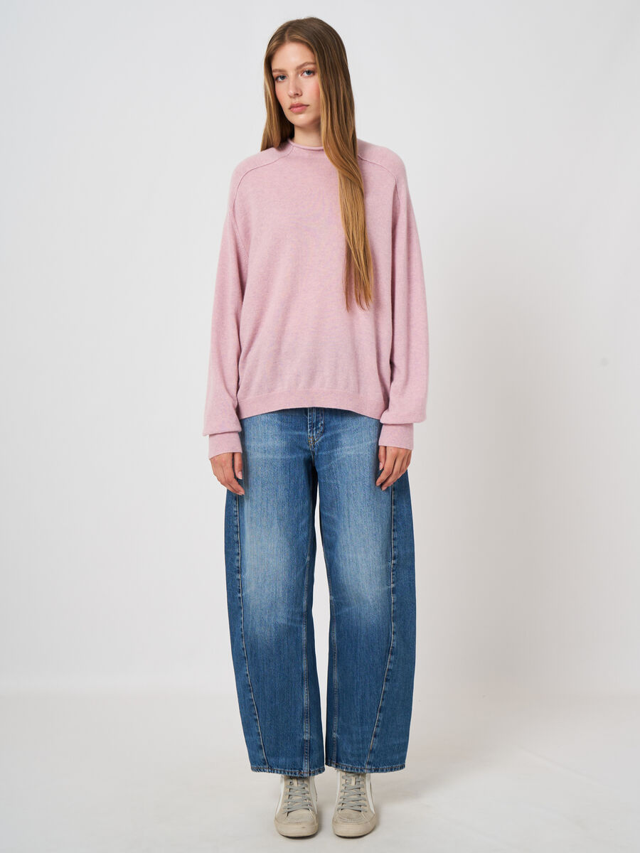 Organic Cashmere Stand-Collar Sweater with Seam Details image number 2