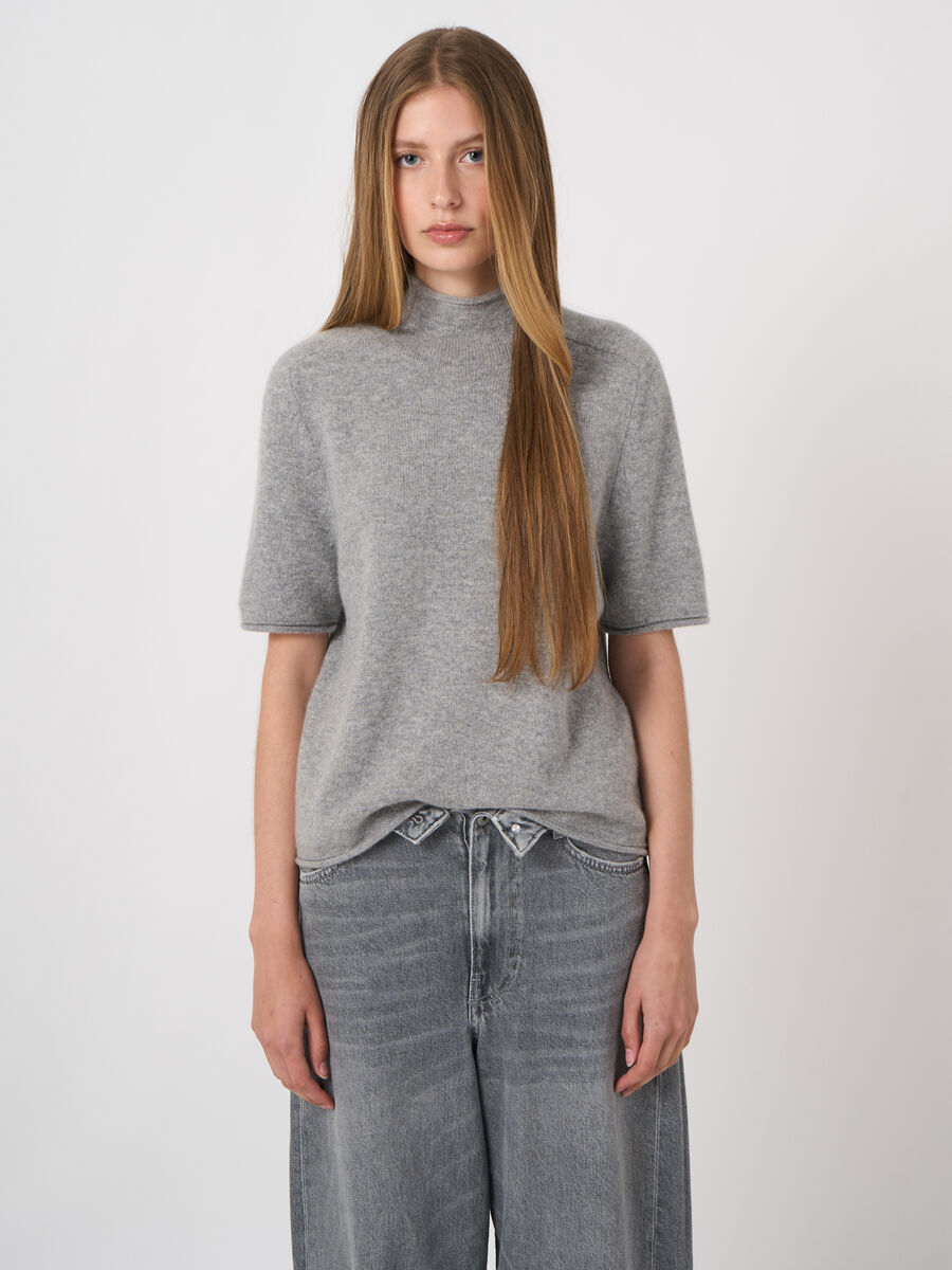 Medium-Weight Organic Cashmere Sweater with Stand Collar image number 0