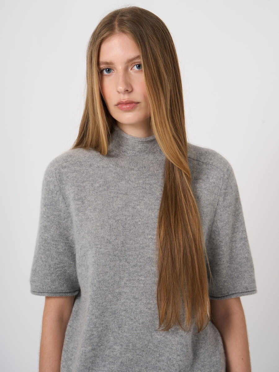Medium-Weight Organic Cashmere Sweater with Stand Collar image number 1