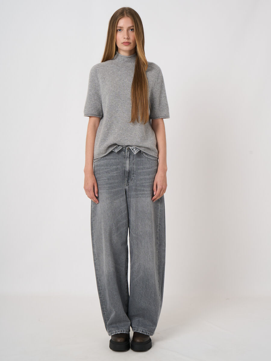 Medium-Weight Organic Cashmere Sweater with Stand Collar image number 2