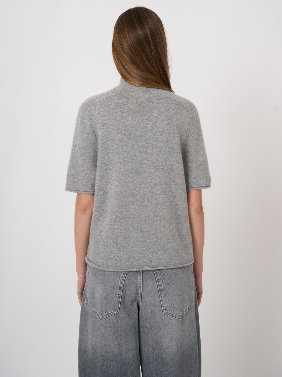 Medium-Weight Organic Cashmere Sweater with Stand Collar image number 3