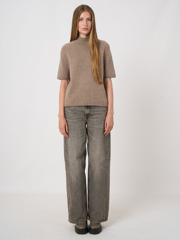 Medium-Weight Organic Cashmere Sweater with Stand Collar image number 3