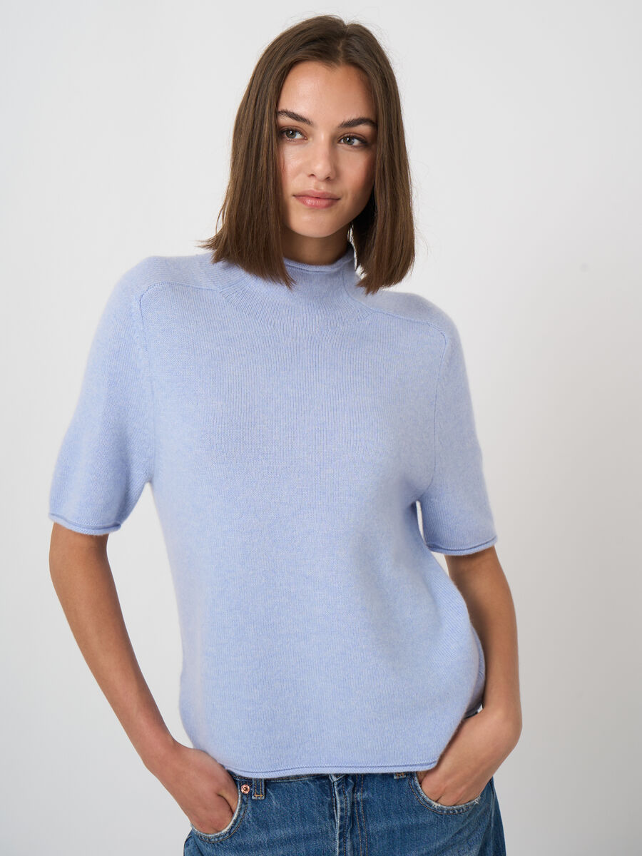 Medium-Weight Organic Cashmere Sweater with Stand Collar image number 0