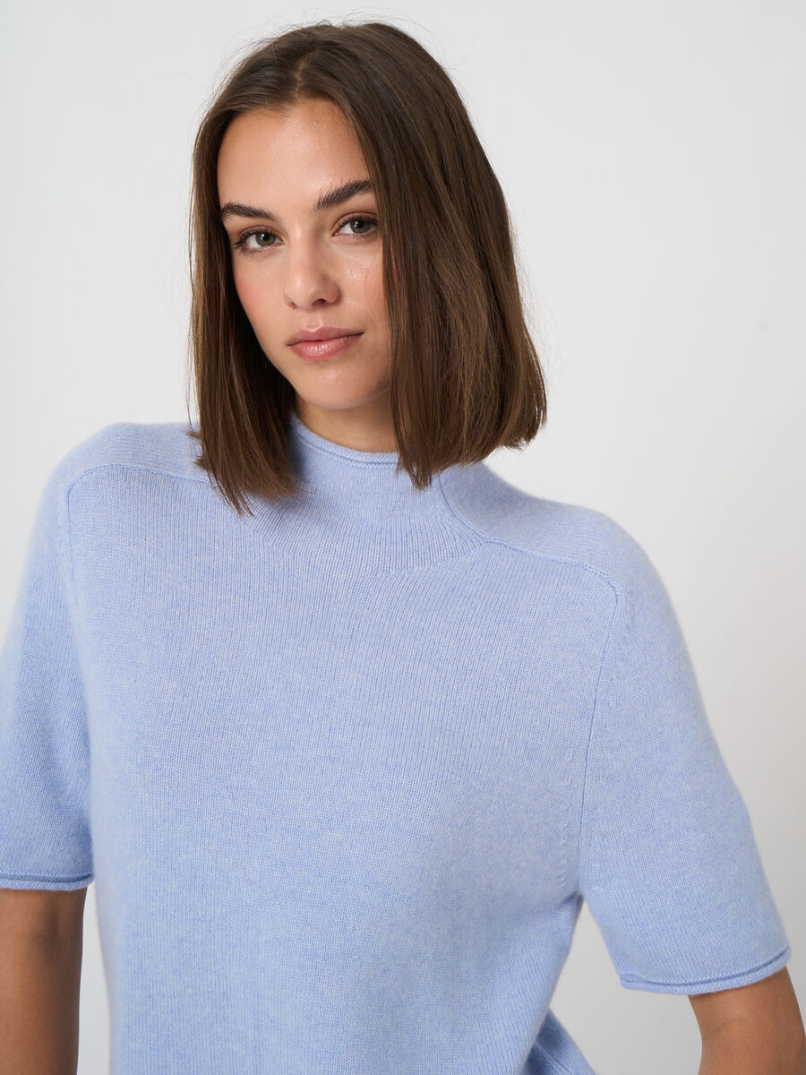 Medium-Weight Organic Cashmere Sweater with Stand Collar image number 1
