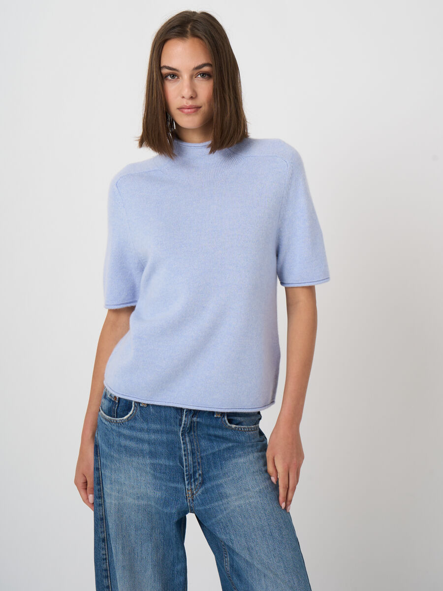 Medium-Weight Organic Cashmere Sweater with Stand Collar image number 2
