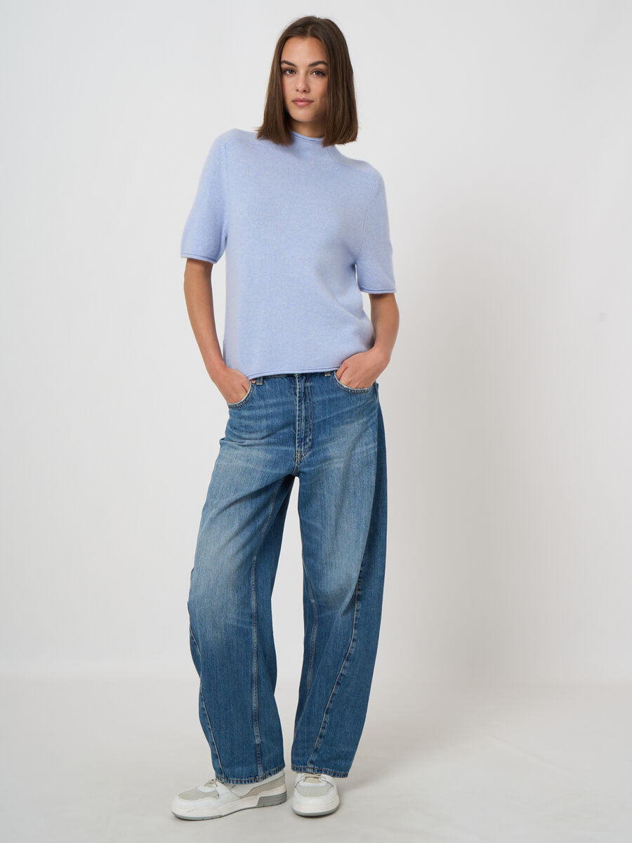 Medium-Weight Organic Cashmere Sweater with Stand Collar image number 4