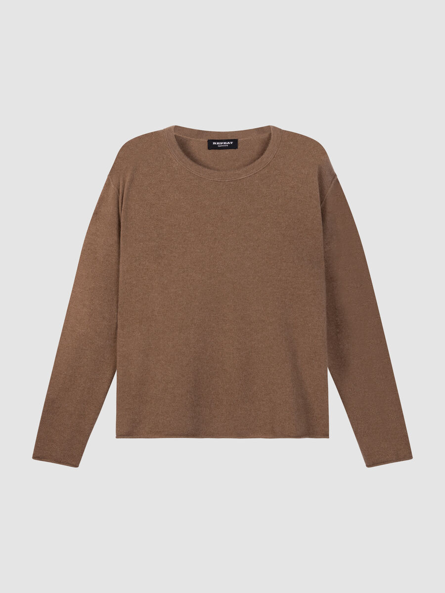 Fine-Knit Organic Cashmere Sweater with Side Slits image number 0
