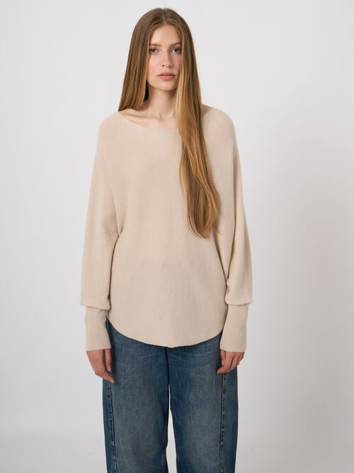 Leichter Kaschmirpullover mit Fledermaus&auml;rmeln