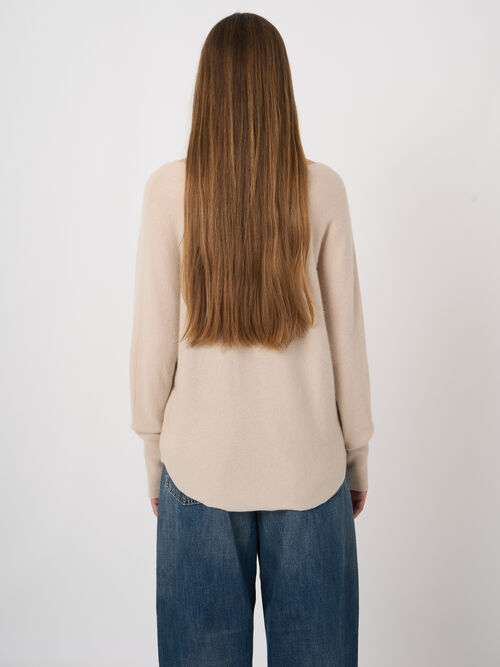 Lightweight Organic Cashmere Batwing-Sleeve Sweater