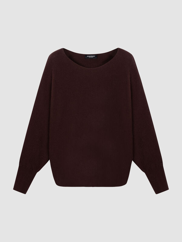Lightweight Organic Cashmere Batwing-Sleeve Sweater image number 0