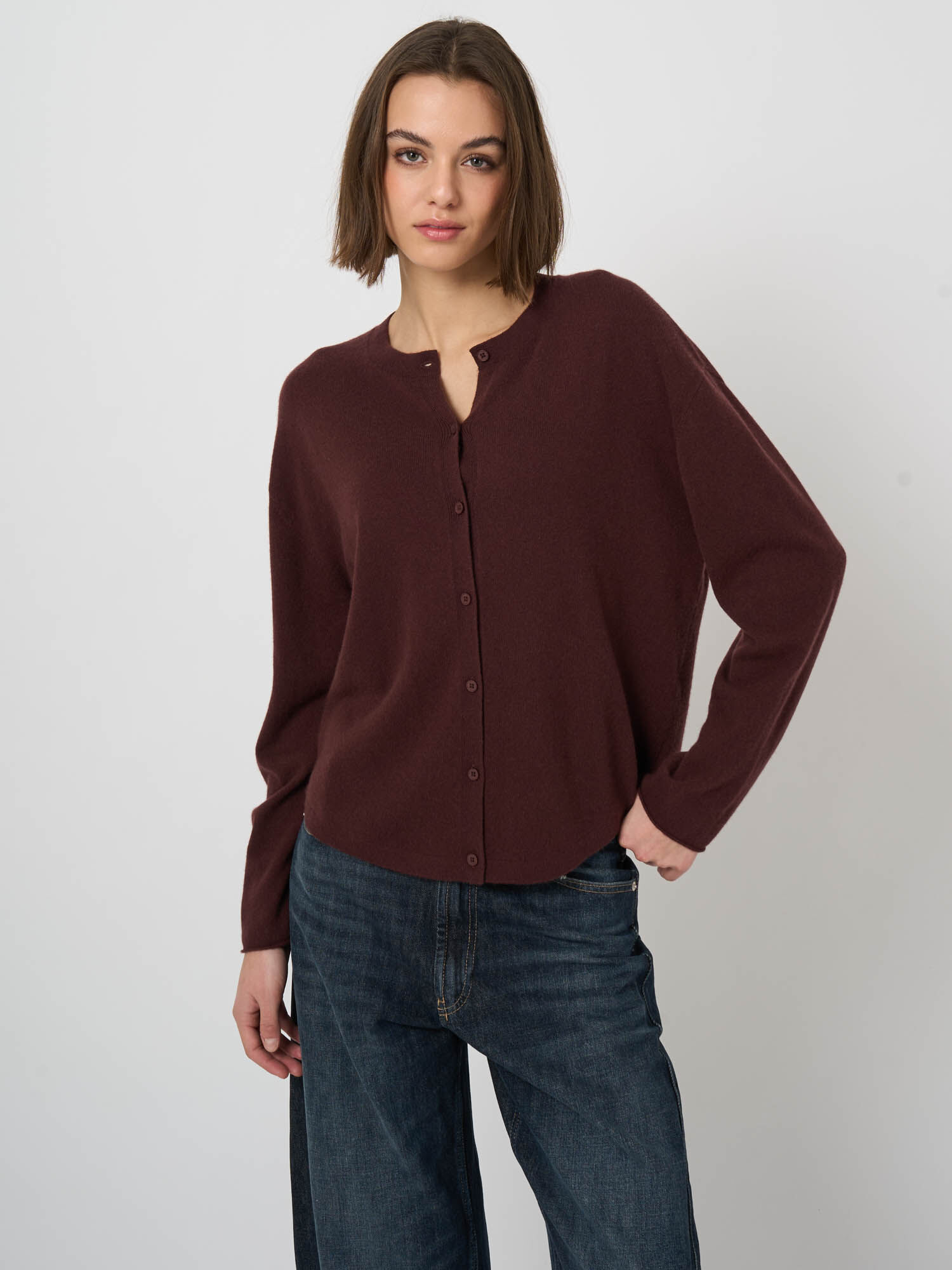 Organic Cashmere Cardigan with Dropped Shoulders | REPEAT cashmere