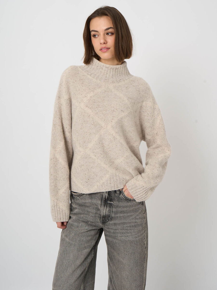 Pure Cashmere Tweed-Effect Stand-Collar Sweater image number 9