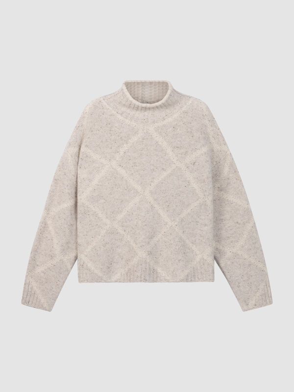 Kaschmirpullover mit Tweed-Effekt und Stehkragen image number 2