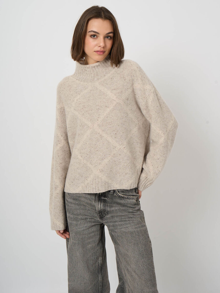 Pure Cashmere Tweed-Effect Stand-Collar Sweater image number 4
