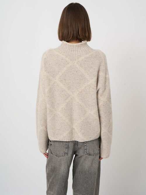 Pure Cashmere Tweed-Effect Stand-Collar Sweater