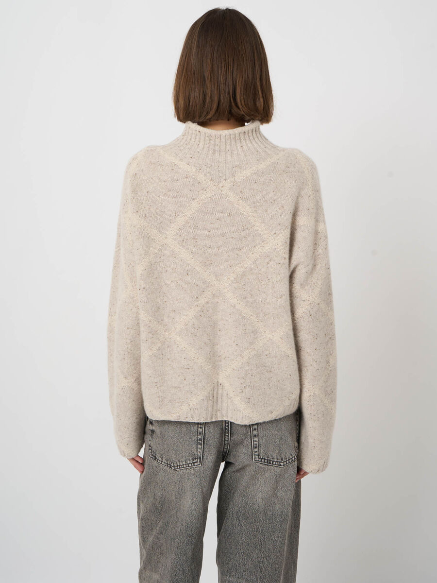 Pure Cashmere Tweed-Effect Stand-Collar Sweater image number 6