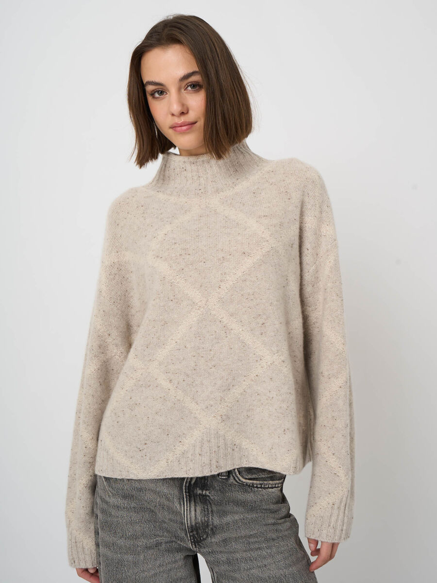 Pure Cashmere Tweed-Effect Stand-Collar Sweater image number 7