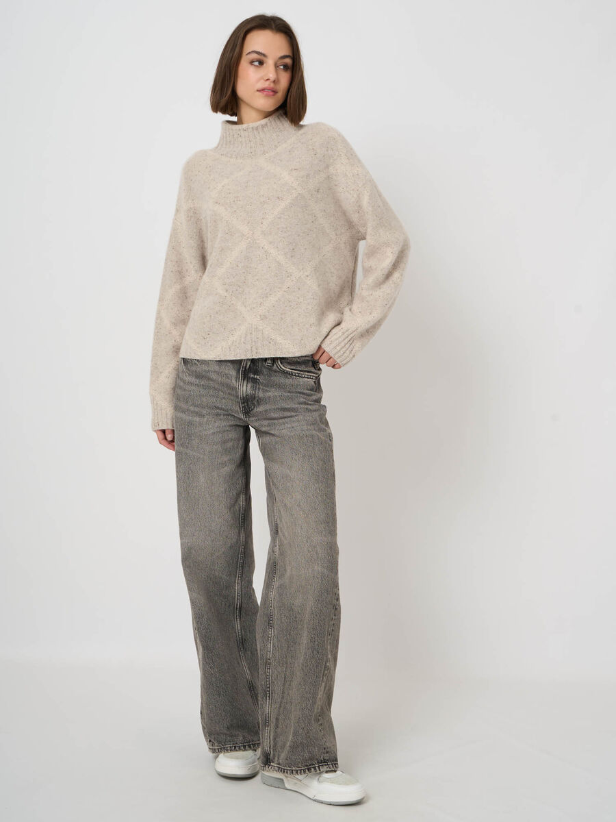 Pure Cashmere Tweed-Effect Stand-Collar Sweater image number 8