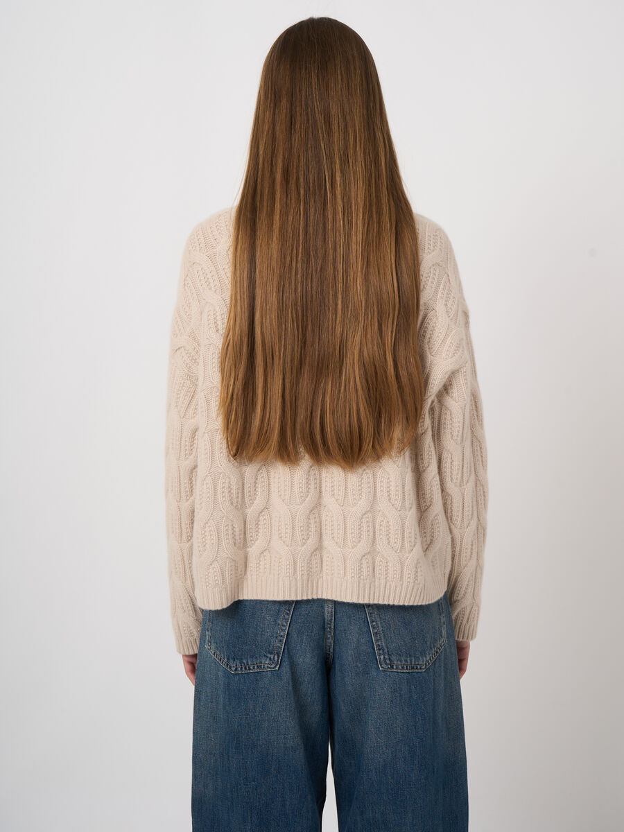 Premium-Kaschmirpullover mit Zopfmuster und Stehkragen image number 3