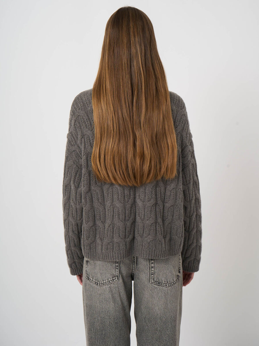 Premium-Kaschmirpullover mit Zopfmuster und Stehkragen image number 9