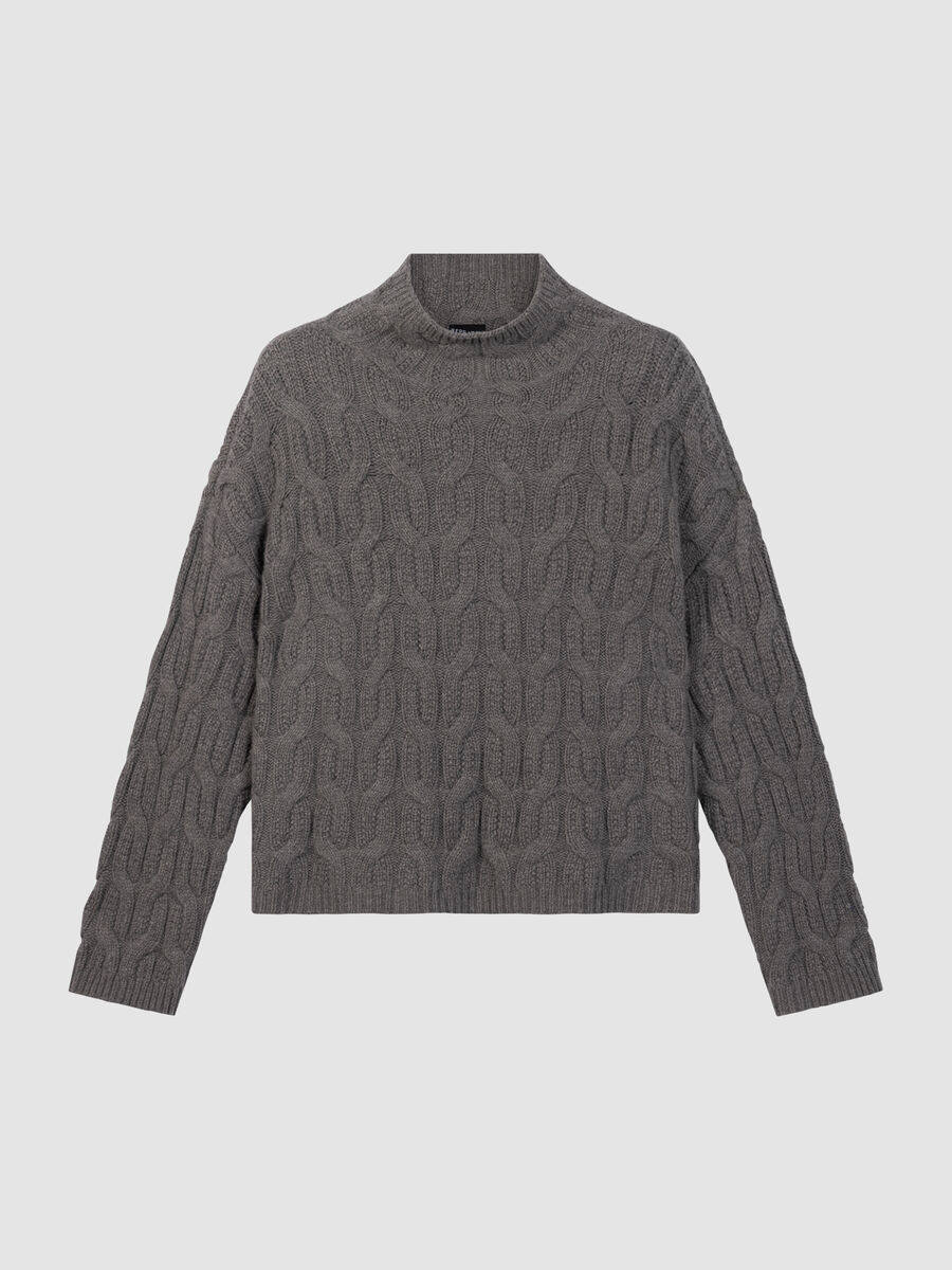Premium-Kaschmirpullover mit Zopfmuster und Stehkragen image number 4