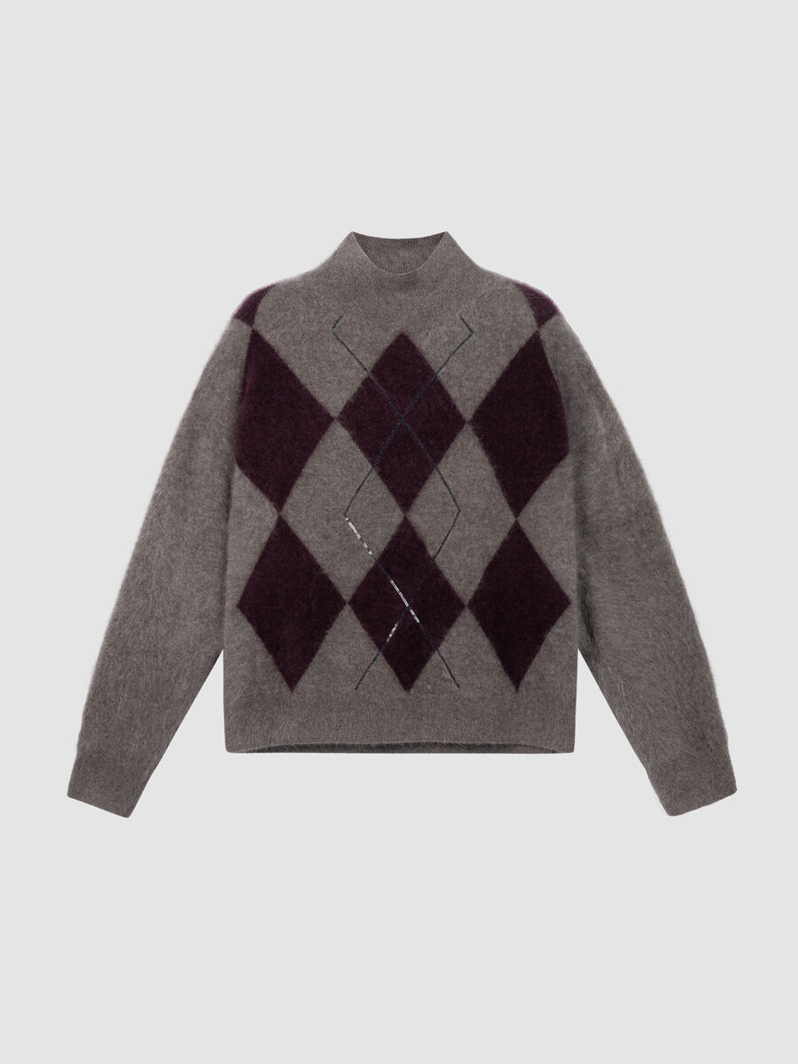 Geb&uuml;rsteter Kaschmirpullover mit Argyle-Intarsia image number 4