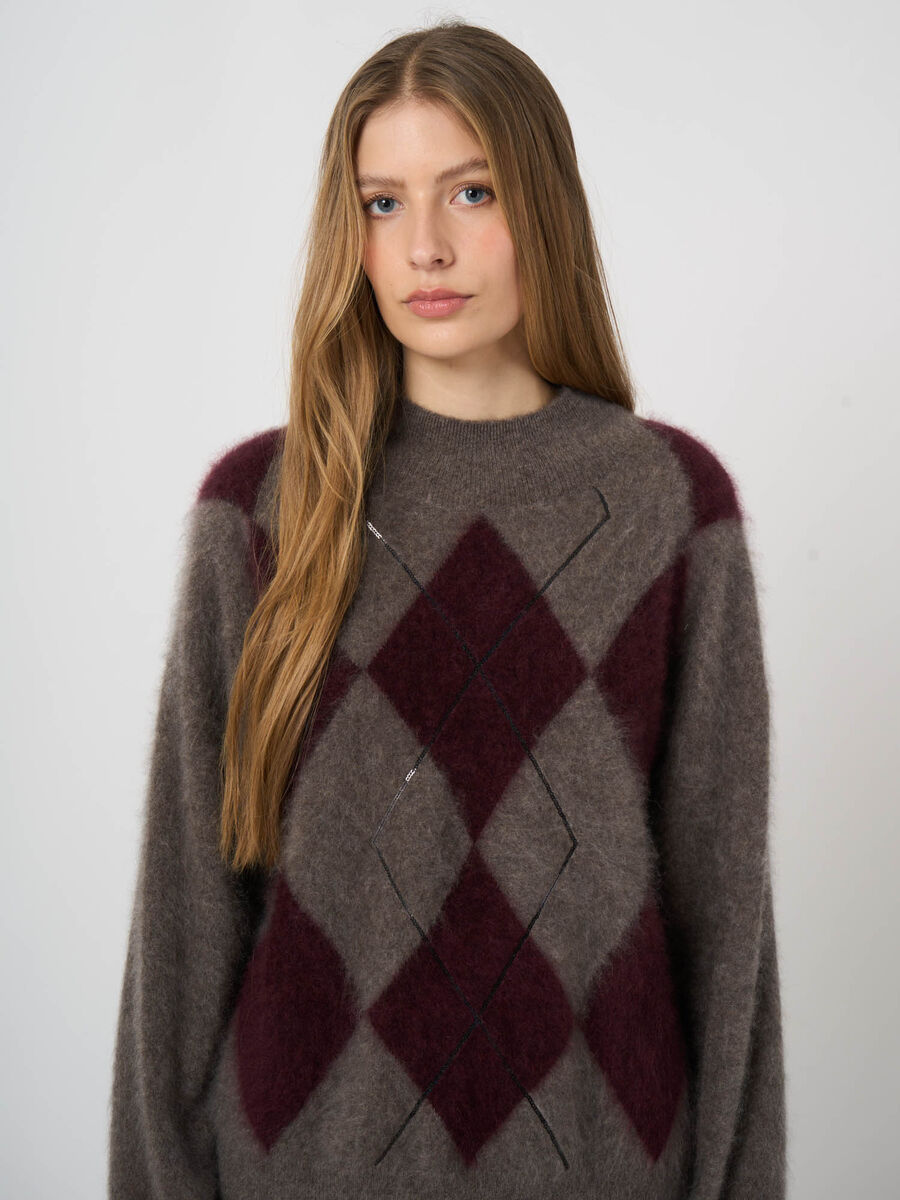 Geb&uuml;rsteter Kaschmirpullover mit Argyle-Intarsia image number 5