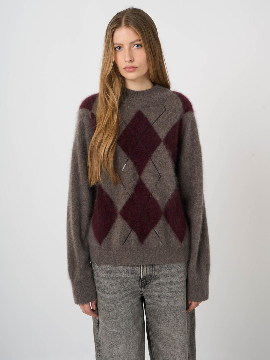 Geb&uuml;rsteter Kaschmirpullover mit Argyle-Intarsia image number 6