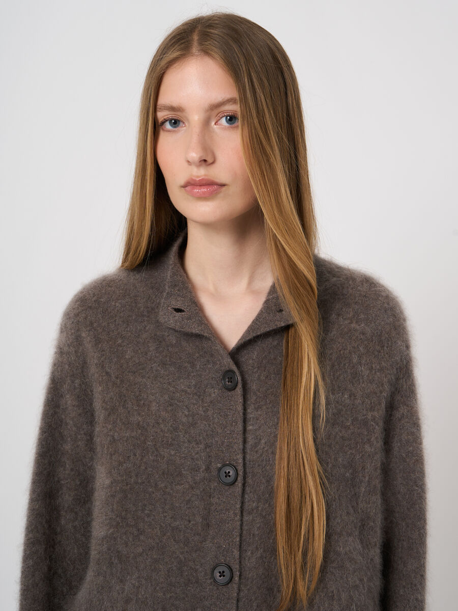 Brushed Pure Cashmere Stand-Collar Cardigan image number 2