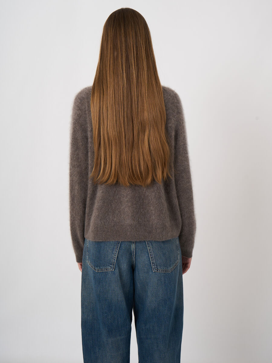 Brushed Pure Cashmere Stand-Collar Cardigan image number 6