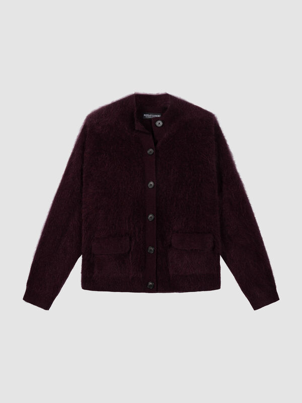 Brushed Pure Cashmere Stand-Collar Cardigan image number 0