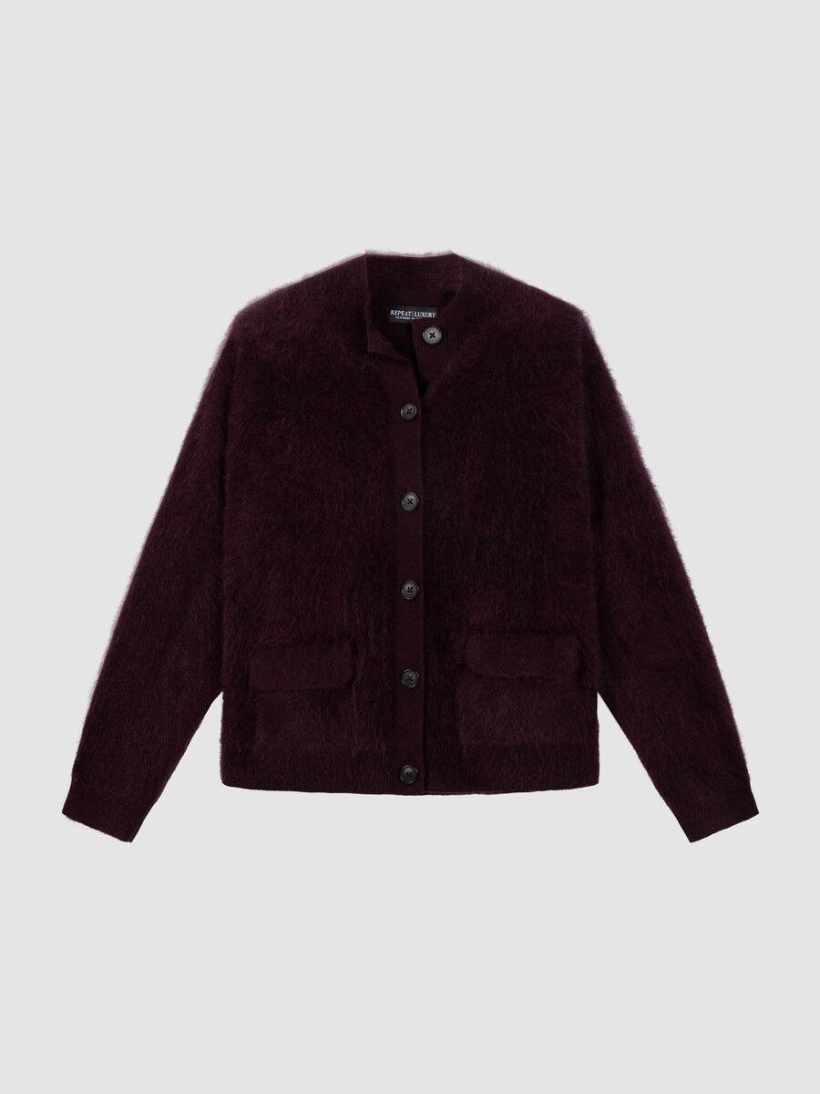Brushed Pure Cashmere Stand-Collar Cardigan image number 0