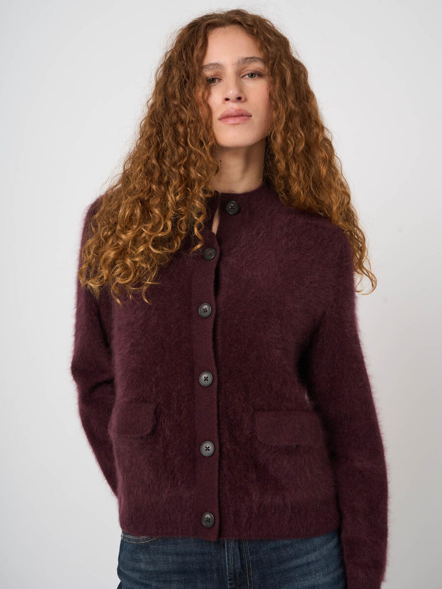 Brushed Pure Cashmere Stand-Collar Cardigan image number 1