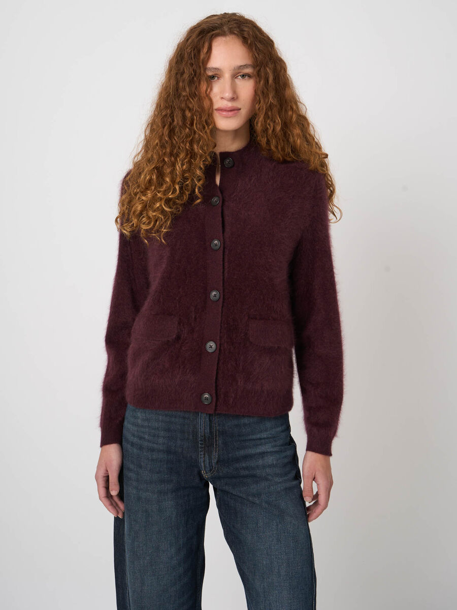 Brushed Pure Cashmere Stand-Collar Cardigan image number 2