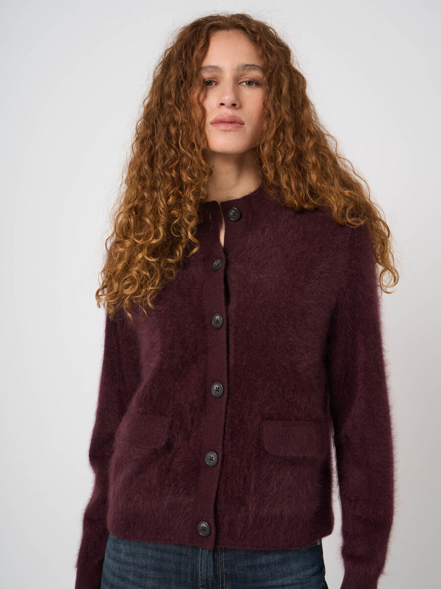 Brushed Pure Cashmere Stand-Collar Cardigan image number 3