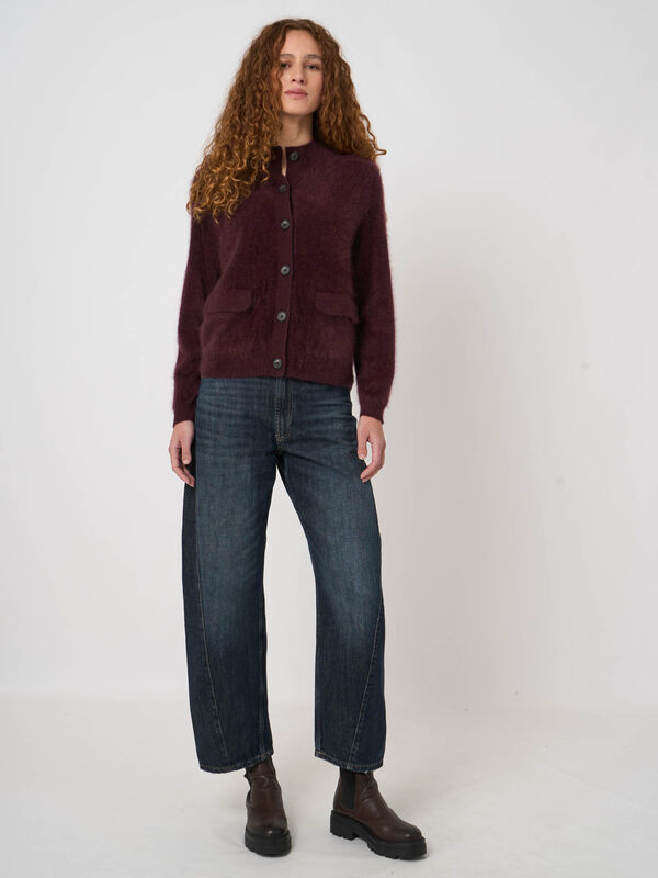 Brushed Pure Cashmere Stand-Collar Cardigan image number 4