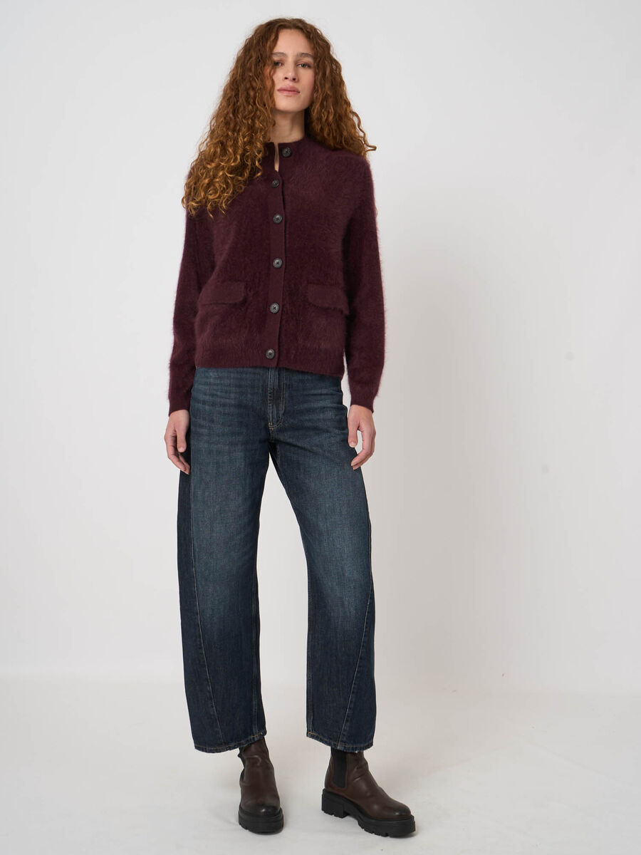 Brushed Pure Cashmere Stand-Collar Cardigan image number 4