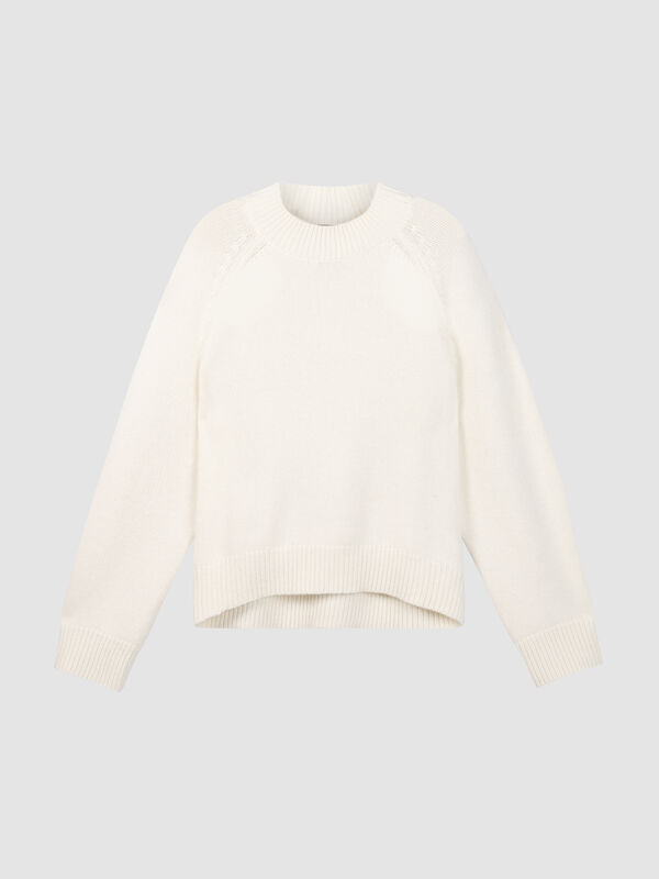 Grobstrick-Kaschmirpullover mit asymmetrischem Saum image number 1
