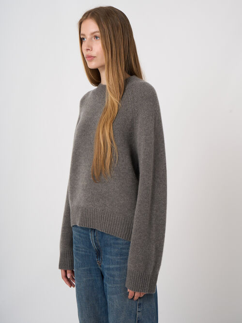 Chunky Cashmere Sweater with Asymmetric Hem