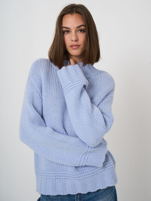 Chunky Cashmere Stand-Collar Sweater