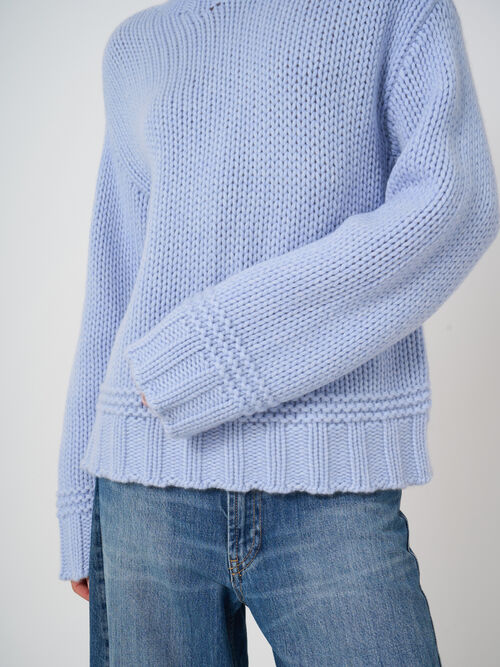 Chunky Cashmere Stand-Collar Sweater