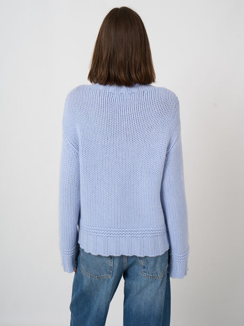 Chunky Cashmere Stand-Collar Sweater