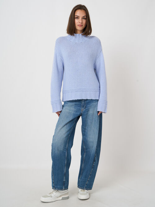 Chunky Cashmere Stand-Collar Sweater
