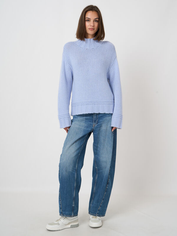 Grobstrick-Kaschmirpullover mit Stehkragen image number 4