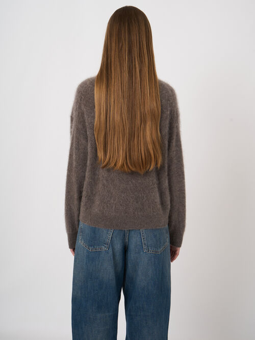 Brushed Pure Cashmere Stand-Collar Sweater