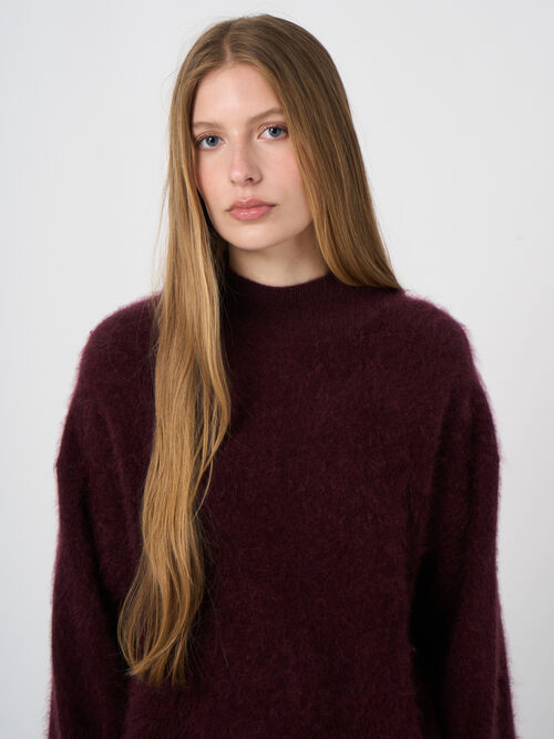 Brushed Pure Cashmere Stand-Collar Sweater
